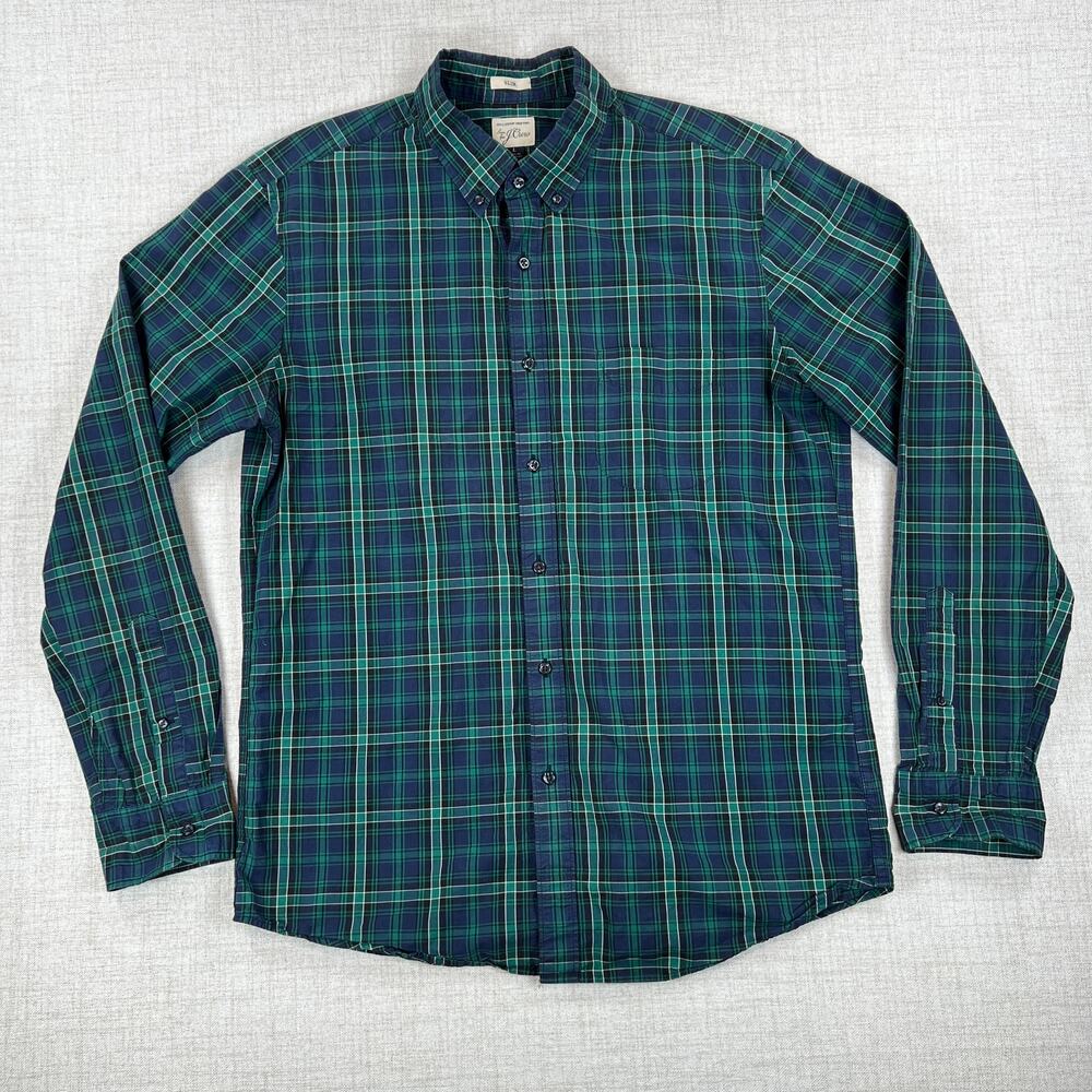 J Crew Slim Fit Dress Shirts Mens L Blue Green Plaid Long Sleeve Lot of 2 - Picture 9 of 13